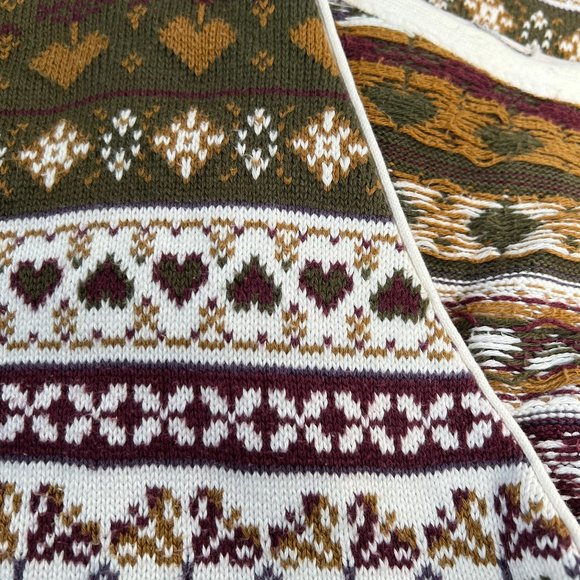 Vintage Rustic Cottagecore Fair Isle Knit Sweater Vest Floral Hearts Cardigan - Picture 7 of 9